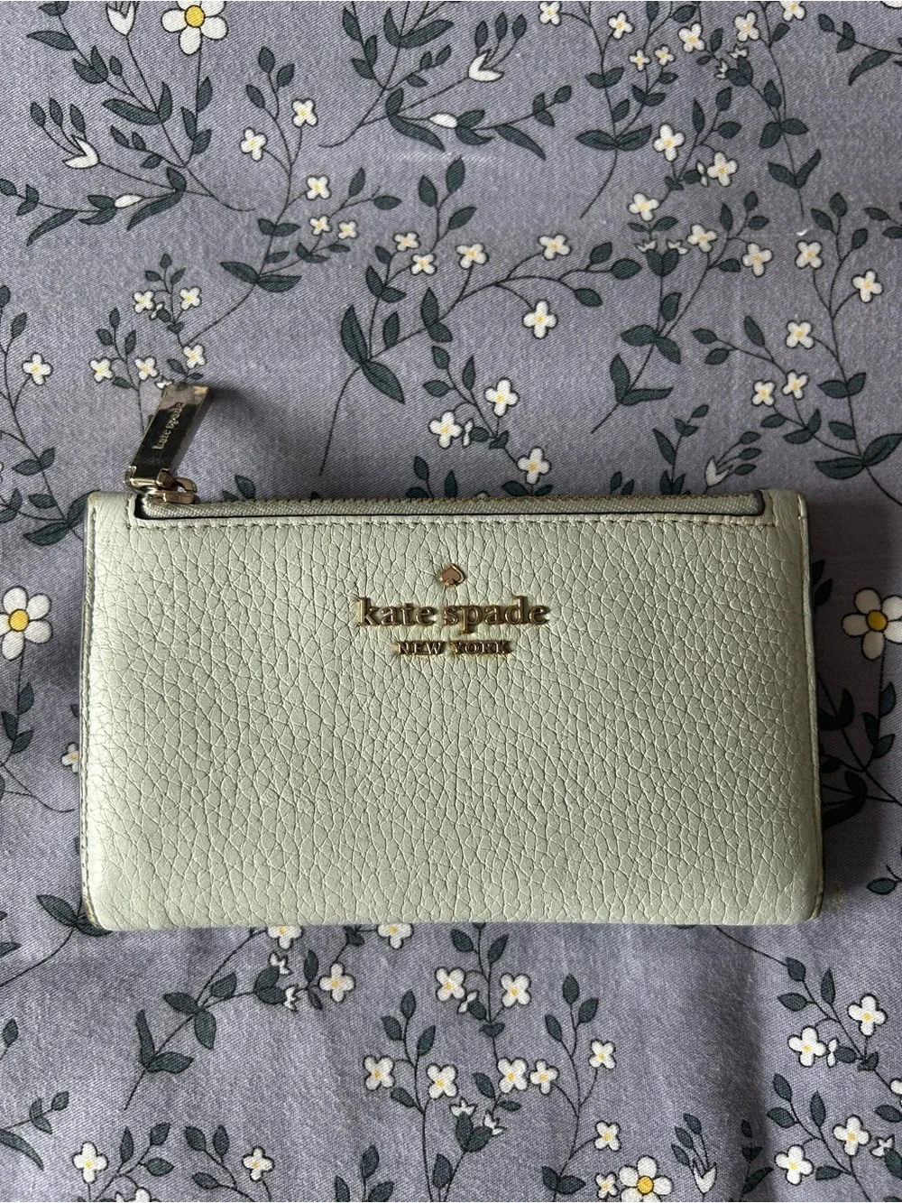 Kate Spade Light Blue Pebbled Leather Zip Wallet